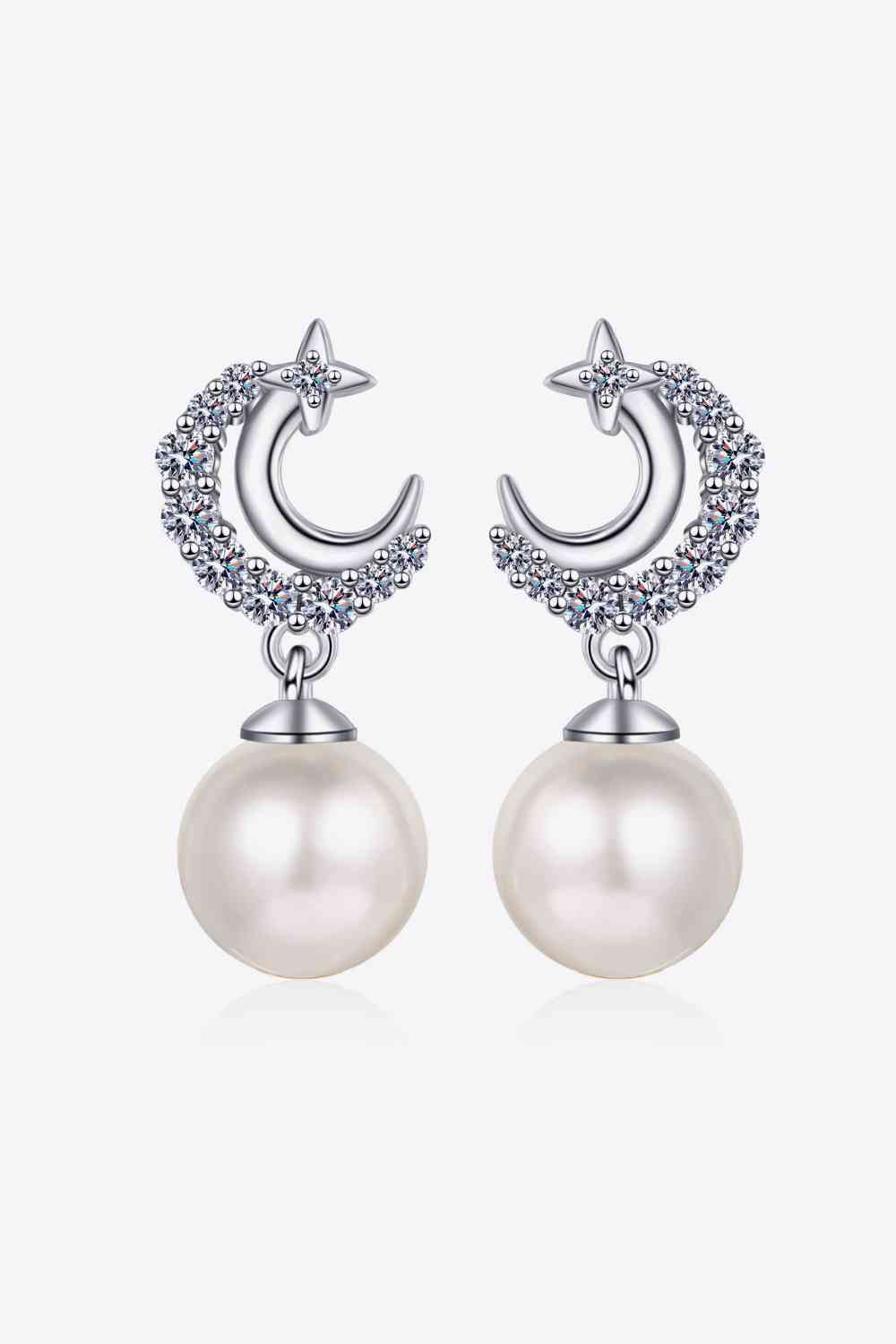 Moissanite Pearl Drop Earrings - Ashley's Artistries