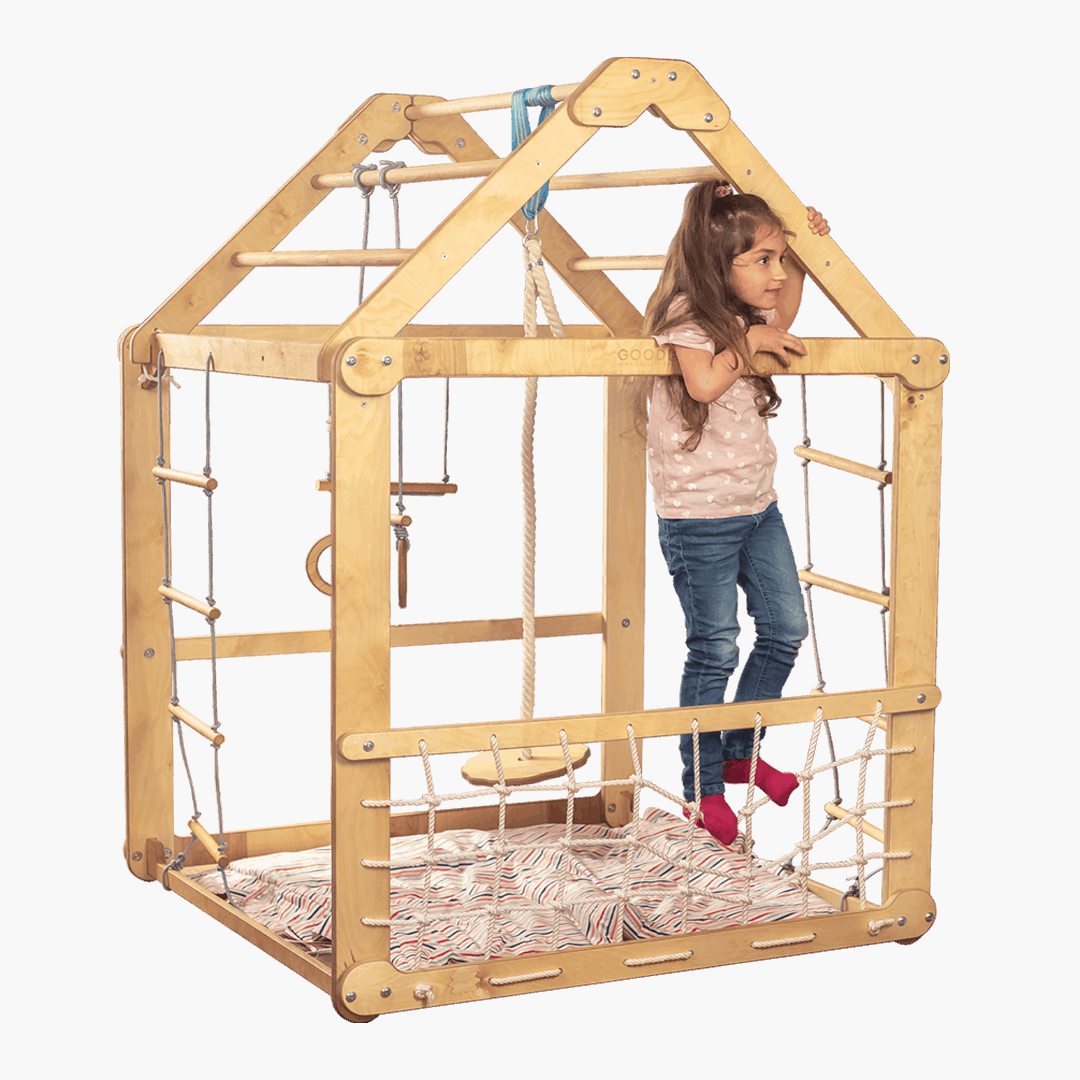 Indoor Wooden Playhouse with Swings