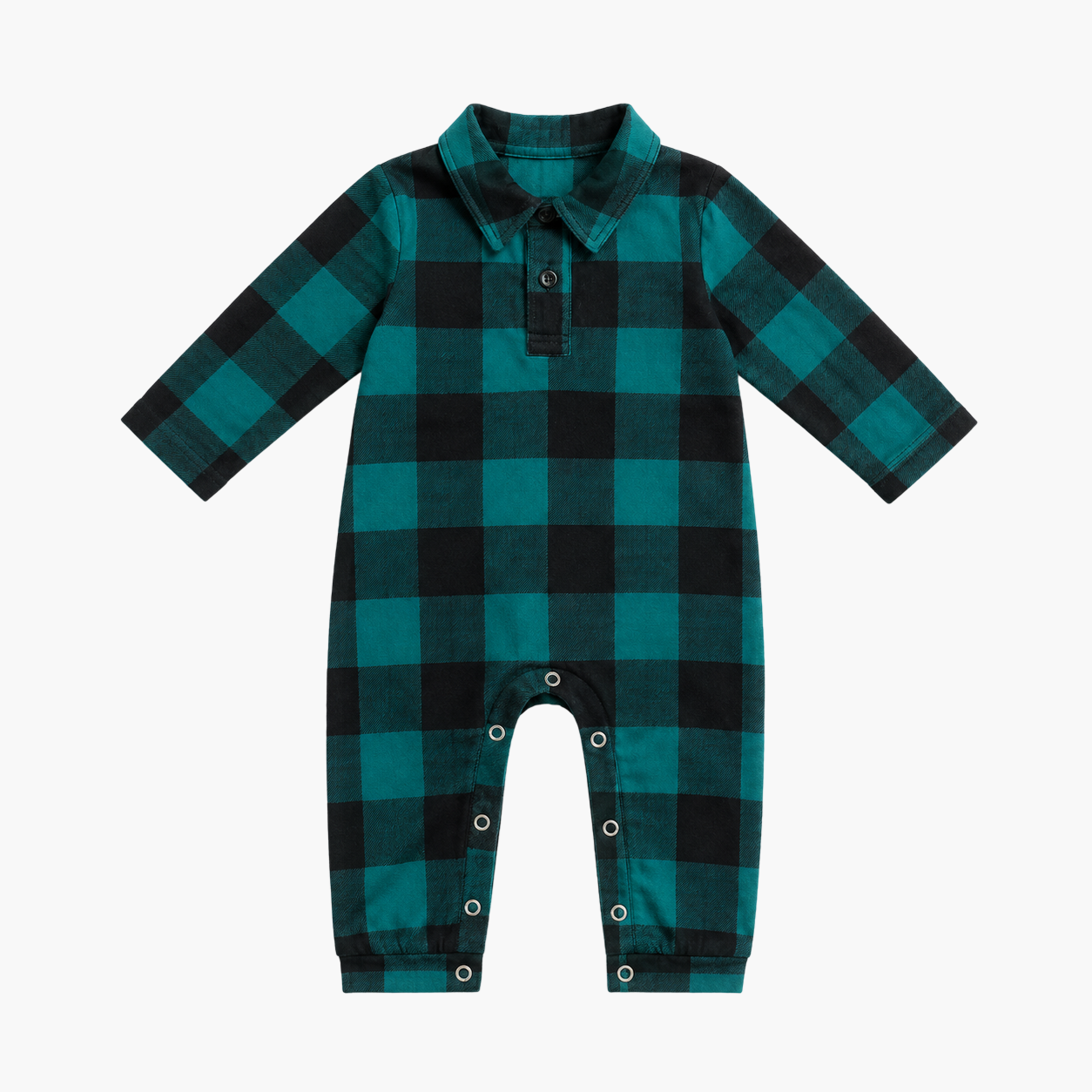 Baby Plaid Collared Neck Jumpsuit