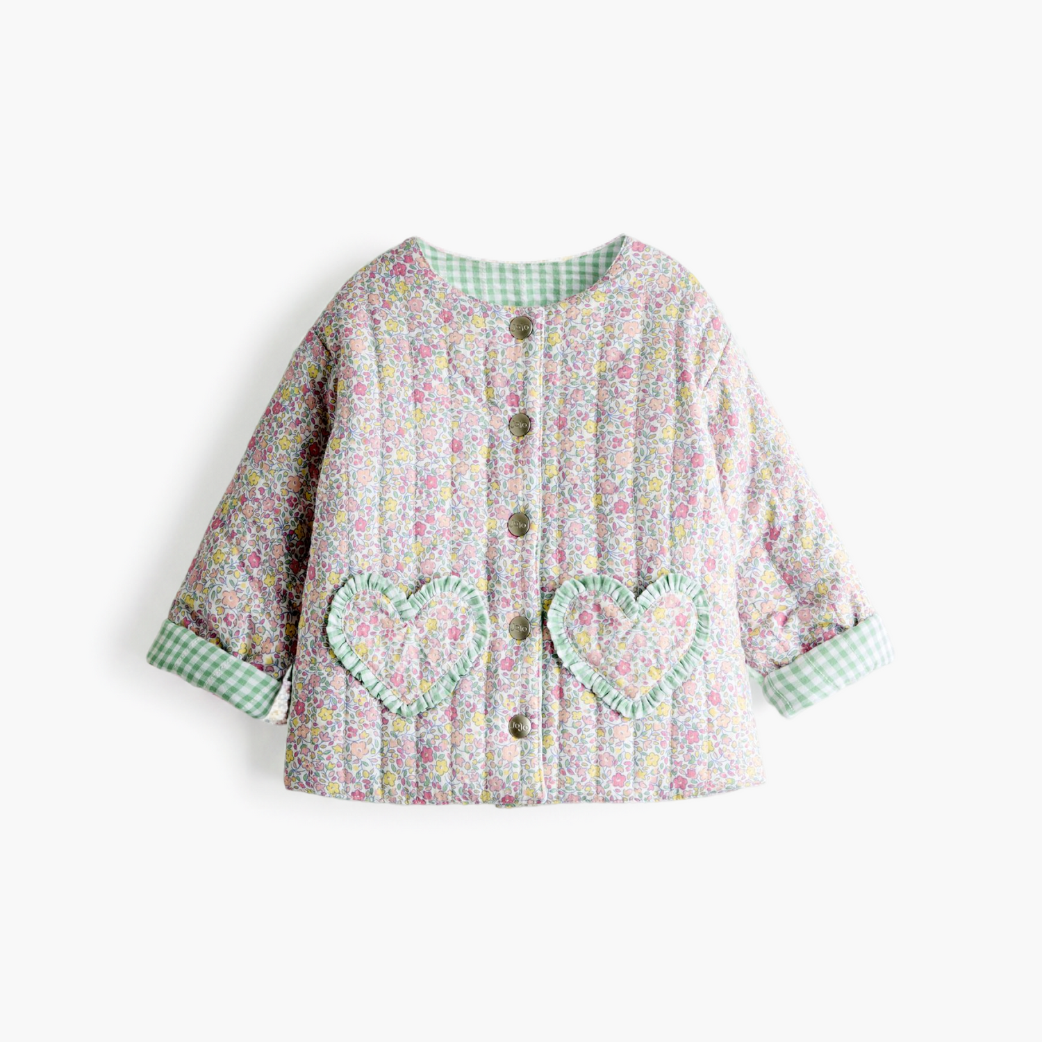 Mid Pink Ditsy Floral Heart Pocket Quilted Jacket