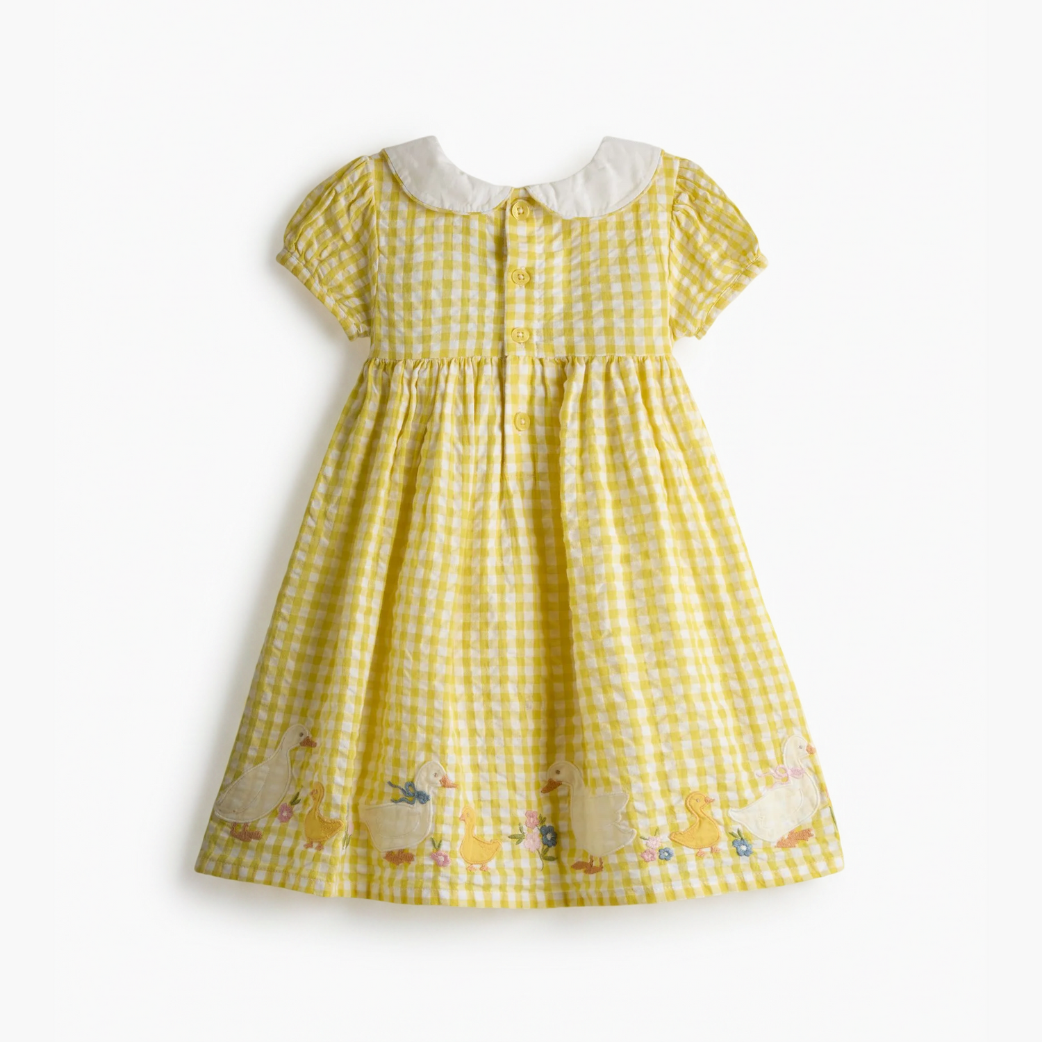 Toddler Yellow Duck Appliqué Smocked Dress