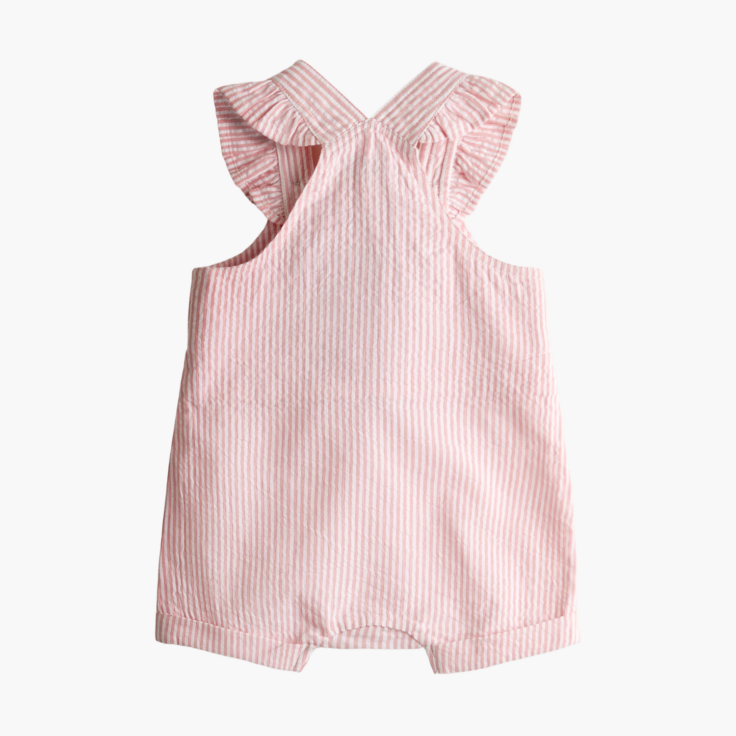 Pink Seersucker Stripe Dungarees & T-Shirt Set