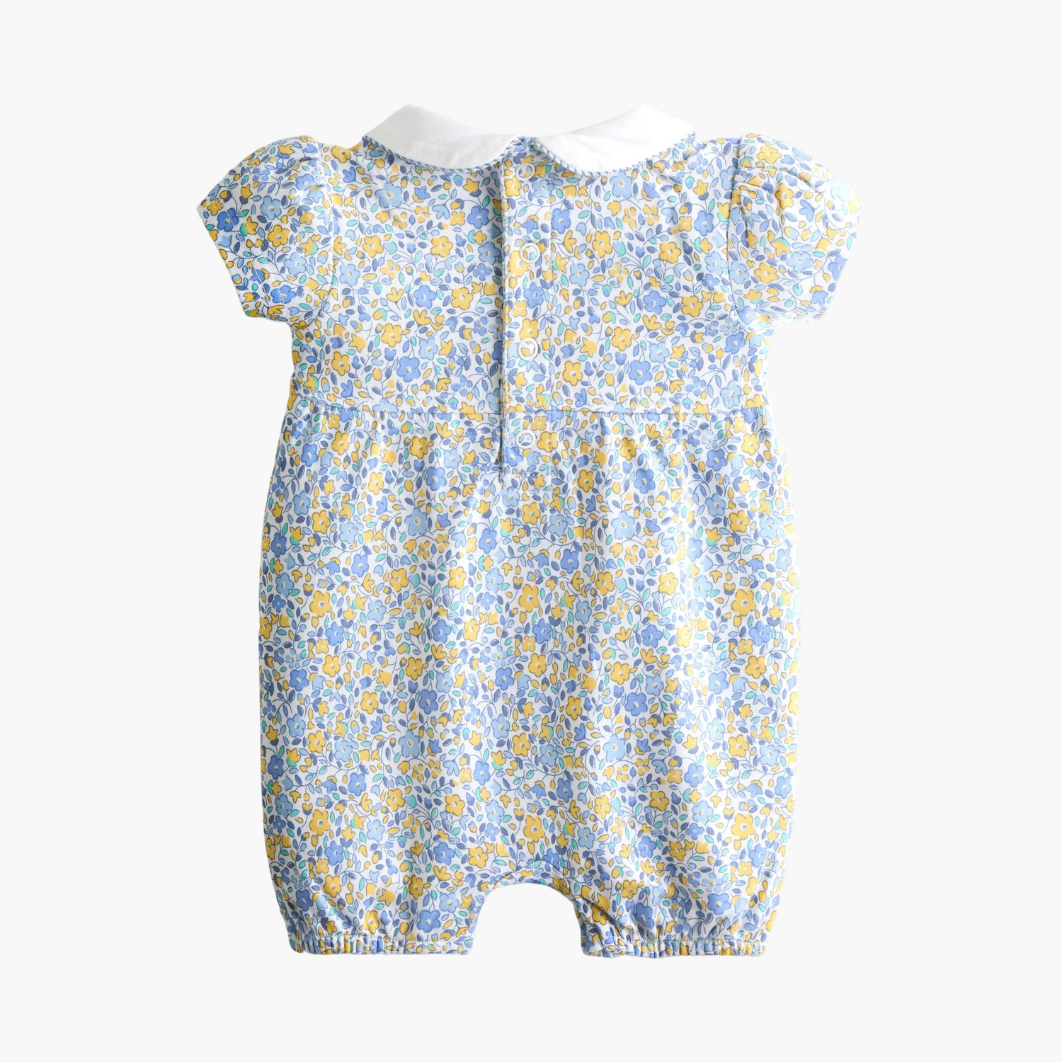 Light Blue Floral Collared Smocked Romper