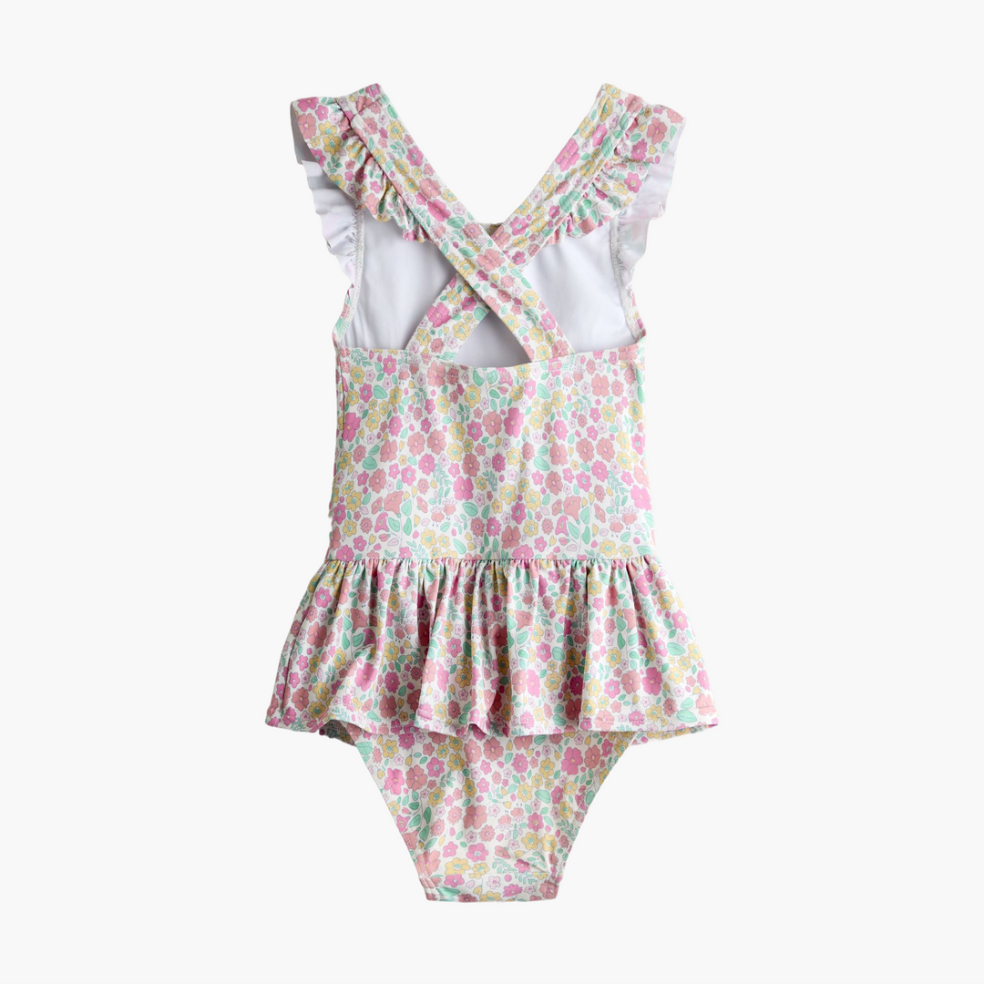 Pink Ditsy Floral Frill Swimsuit