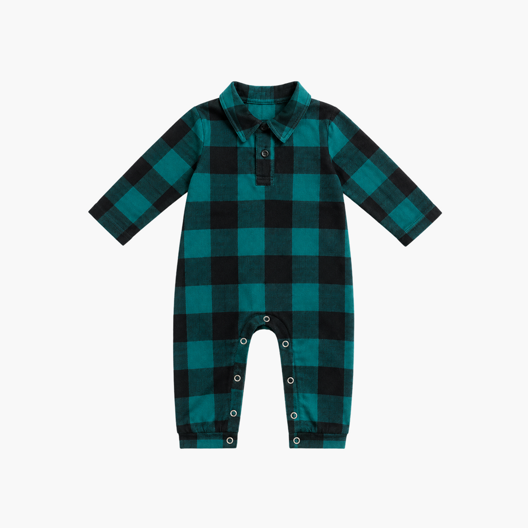 Plaid Collar Jumpsuit