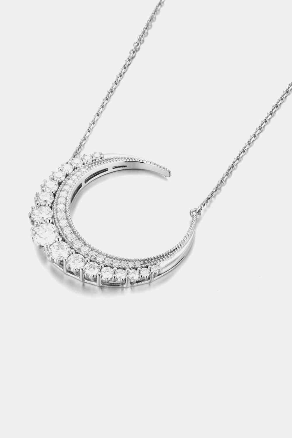 1.8 Carat Moissanite Crescent Moon Necklace - Ashley's Artistries