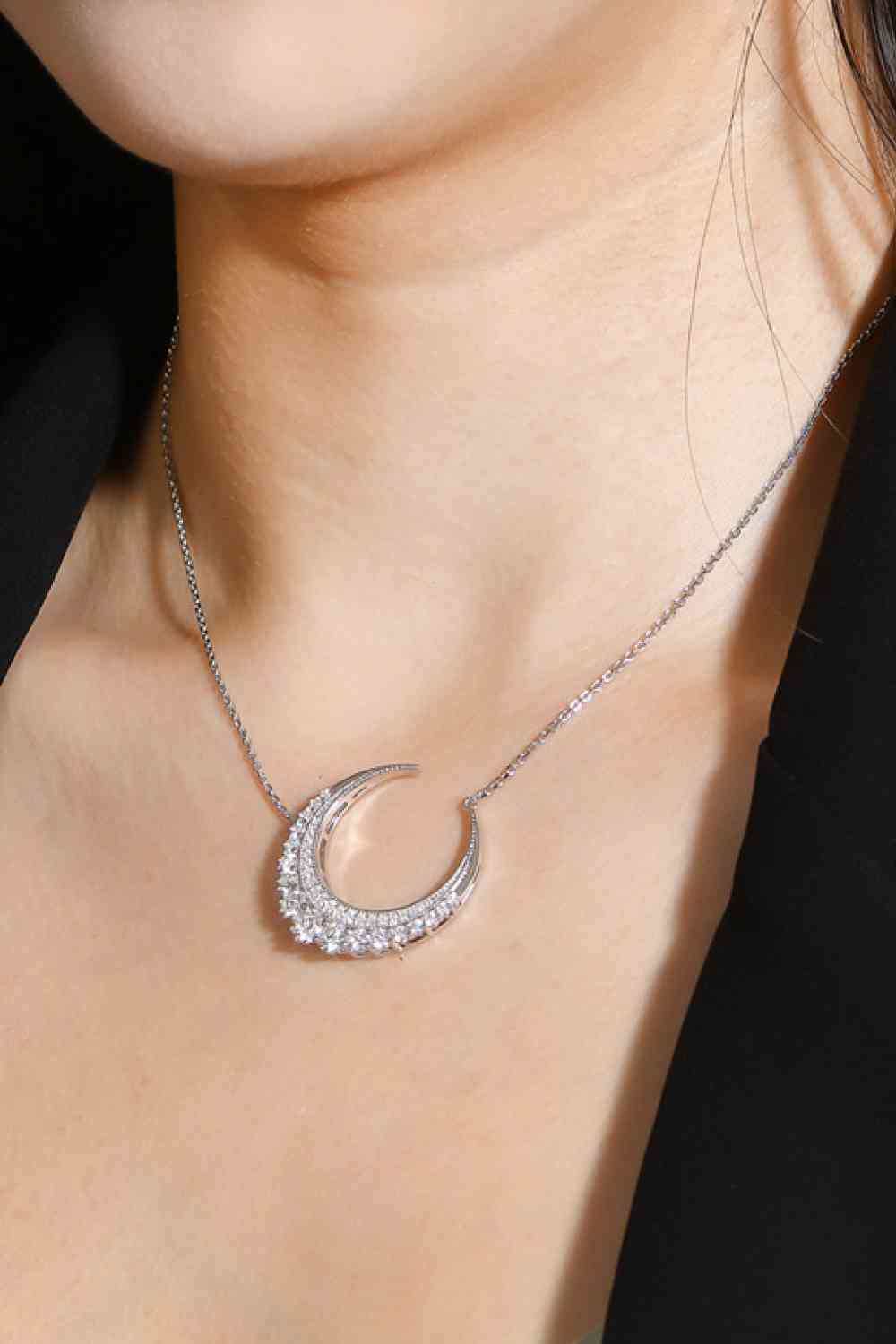 1.8 Carat Moissanite Crescent Moon Necklace - Ashley's Artistries