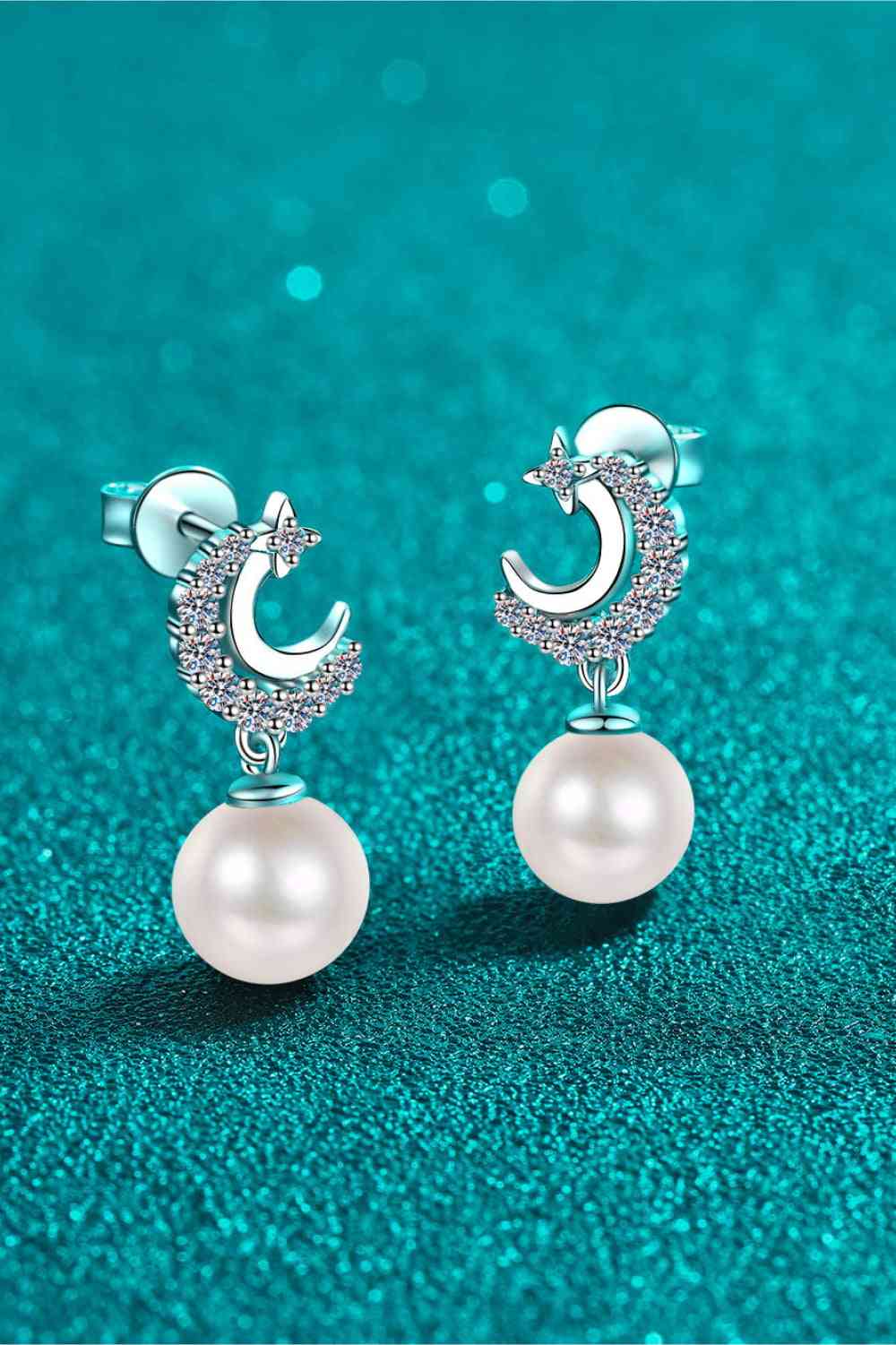 Moissanite Pearl Drop Earrings - Ashley's Artistries
