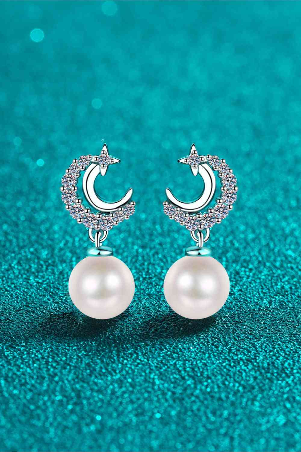 Moissanite Pearl Drop Earrings - Ashley's Artistries