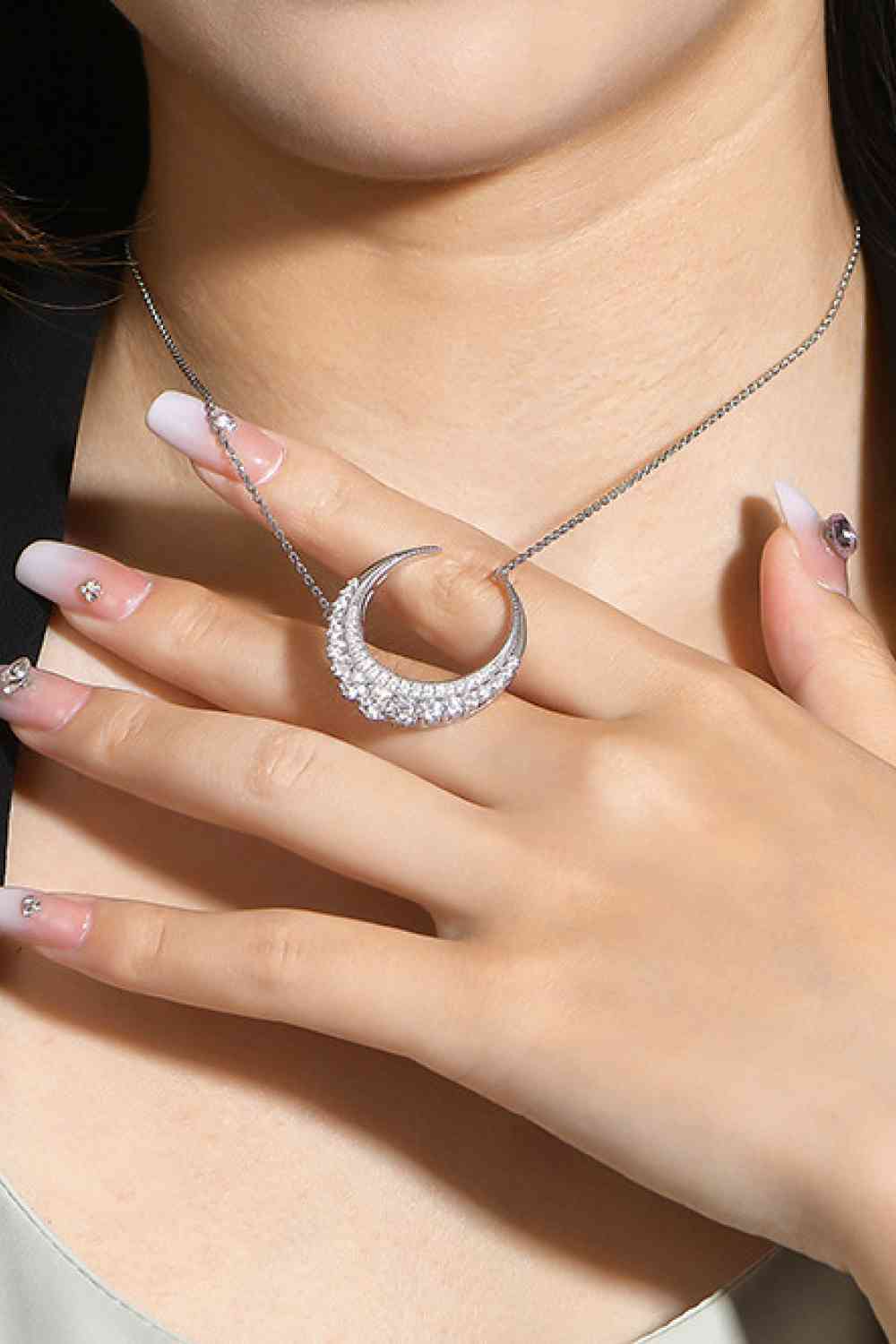 1.8 Carat Moissanite Crescent Moon Necklace - Ashley's Artistries