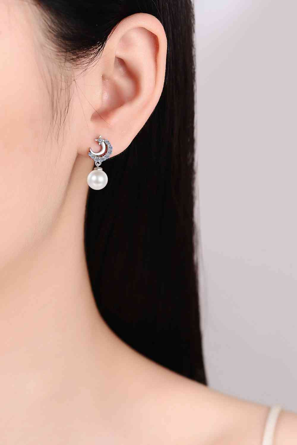 Moissanite Pearl Drop Earrings - Ashley's Artistries