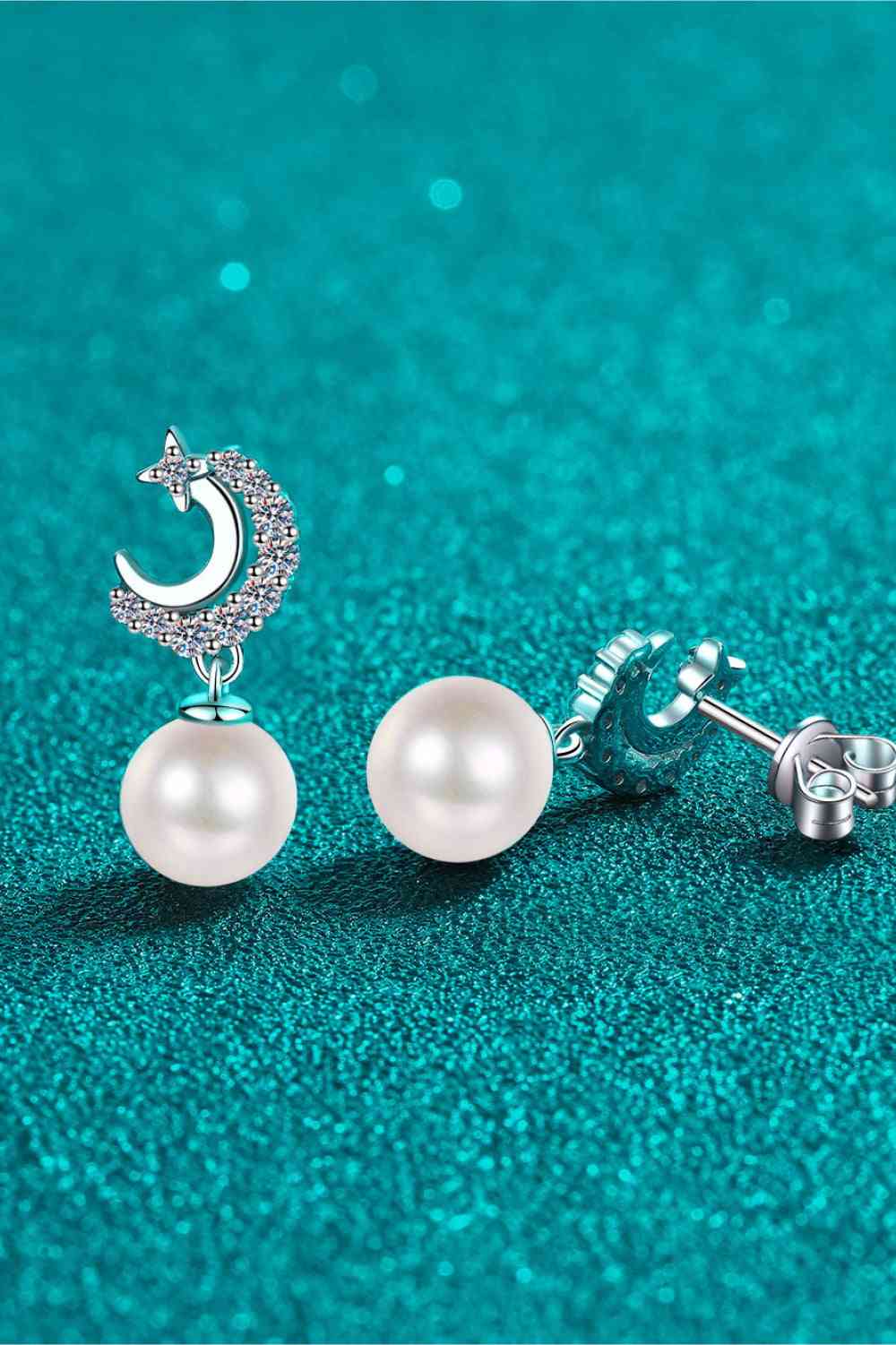 Moissanite Pearl Drop Earrings - Ashley's Artistries