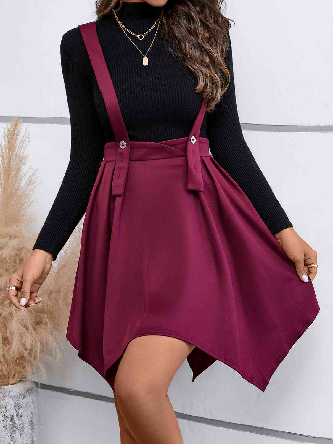 Zip Back Buttoned Overall Skirt - Ashley's Artistries